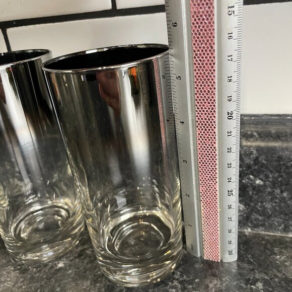 4x DOROTHY THORPE-Style Midcentury Modern MCM Silver Fade Drinking Glasses - Picture 2 of 3